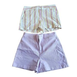 LOFT womens Sz 6 baby purple and multicolor striped 2 shorts bundle